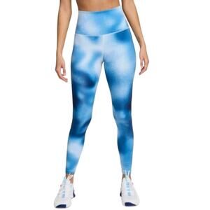 NIKE Women's One Dri Fit Athletic Leggings XS Court Blue Print High Rise NWT